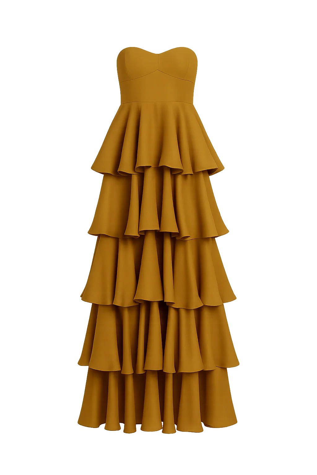 Selene Gold Ruffle Maxi Dress