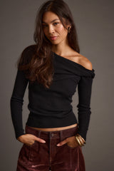 Cindy Black Asymmetrical Sweater