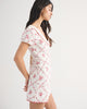 Short-Sleeve Collared Mini Dress-White Floral
