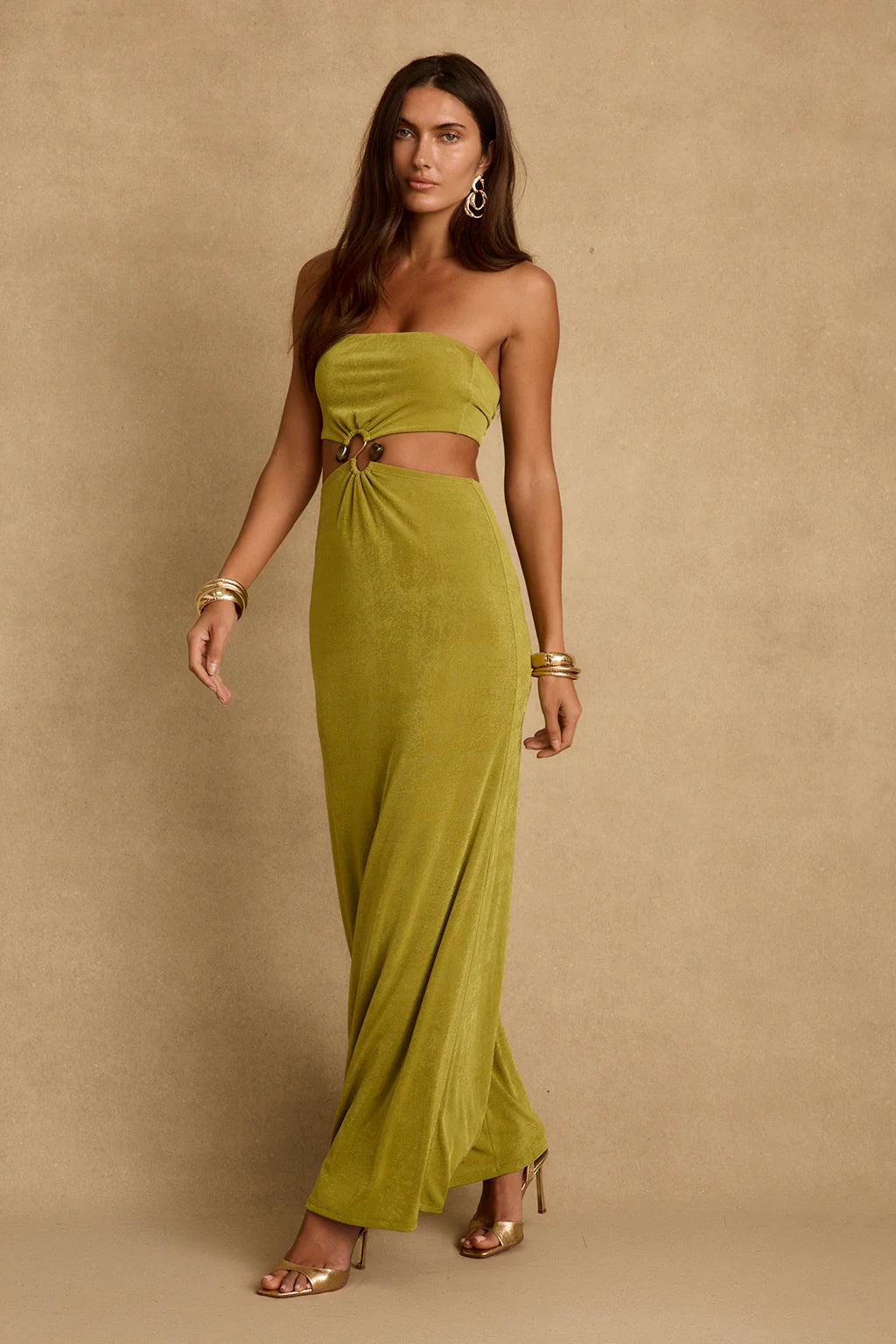 Sunspell Chartreuse Strapless Maxi Dress