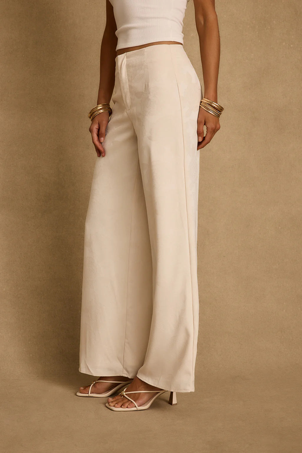 Finnian Ivory Jacquard Trousers