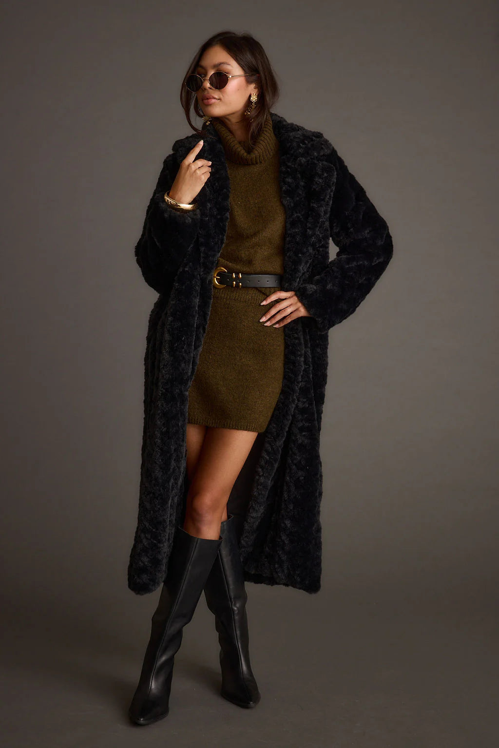 Sasha Black Floor Length Coat