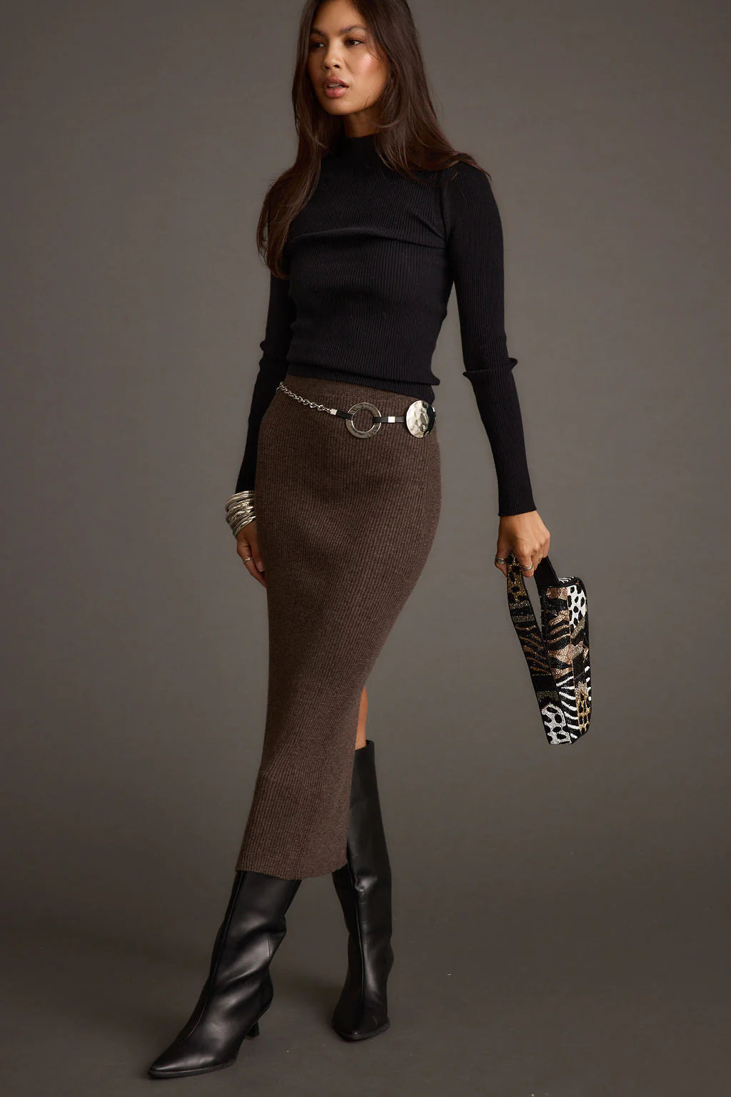 Tusk Mocha Sweater Midi Skirt