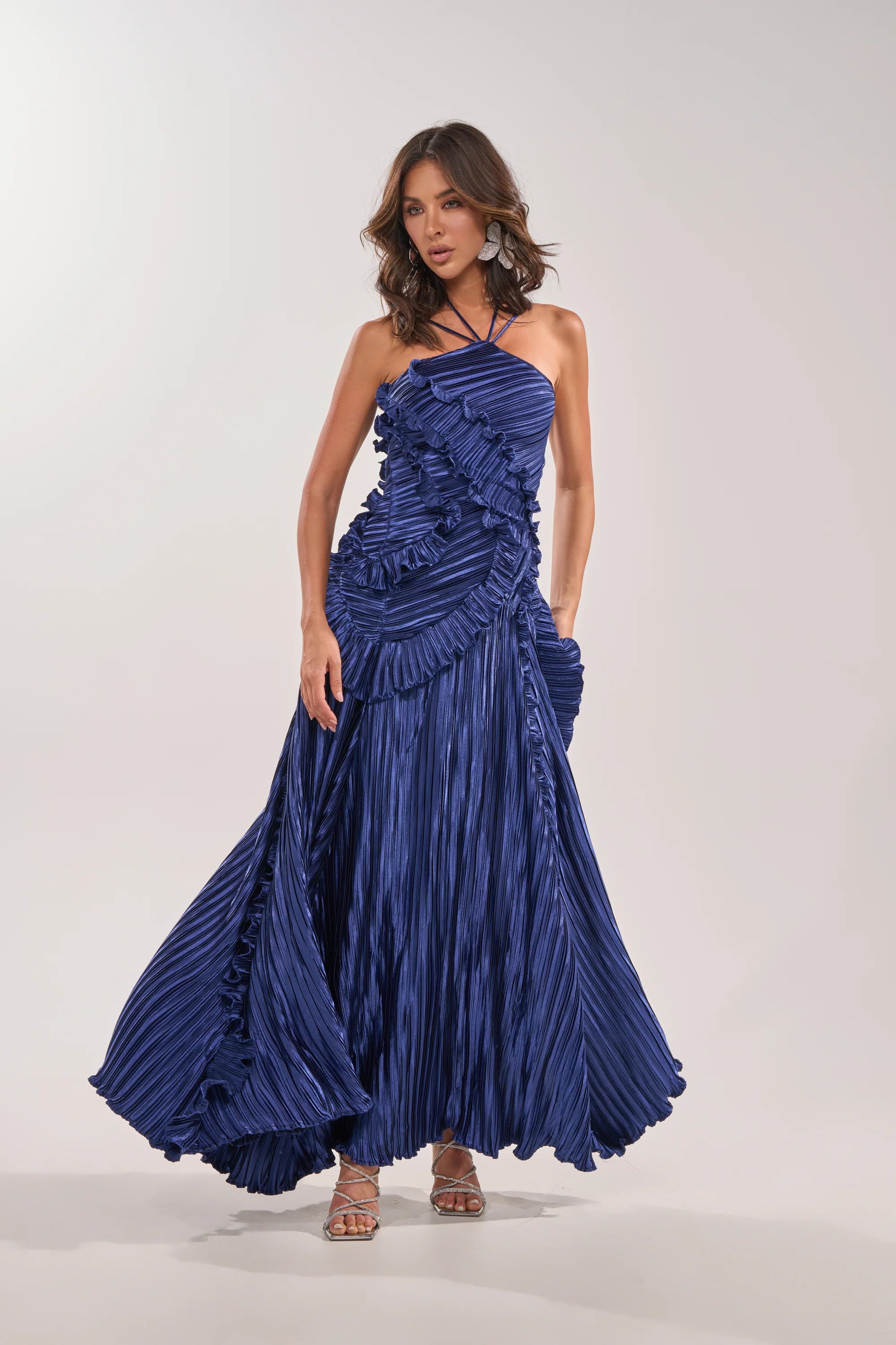 CELESTE RUFFLE MIDI DRESS
