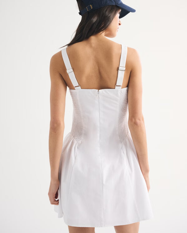 100% Cotton A&F Bra-Free Dylan Mini Dress-White