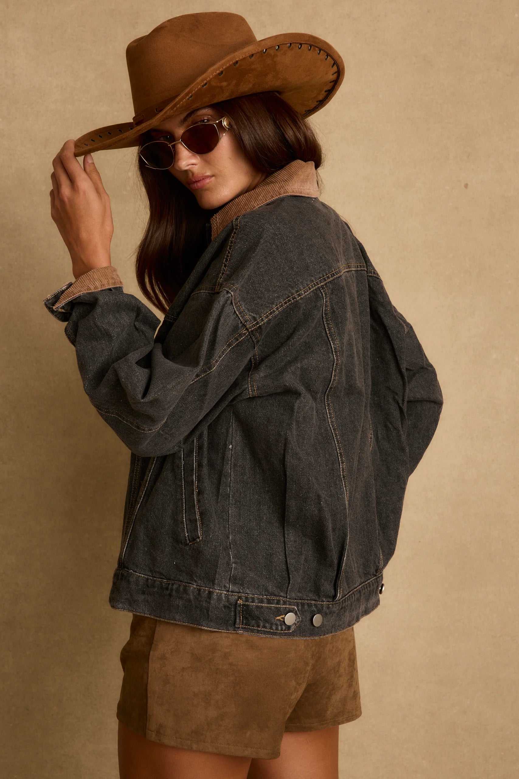 Hayes Washed Black Denim Barn Jacket