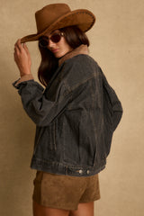 Hayes Washed Black Denim Barn Jacket