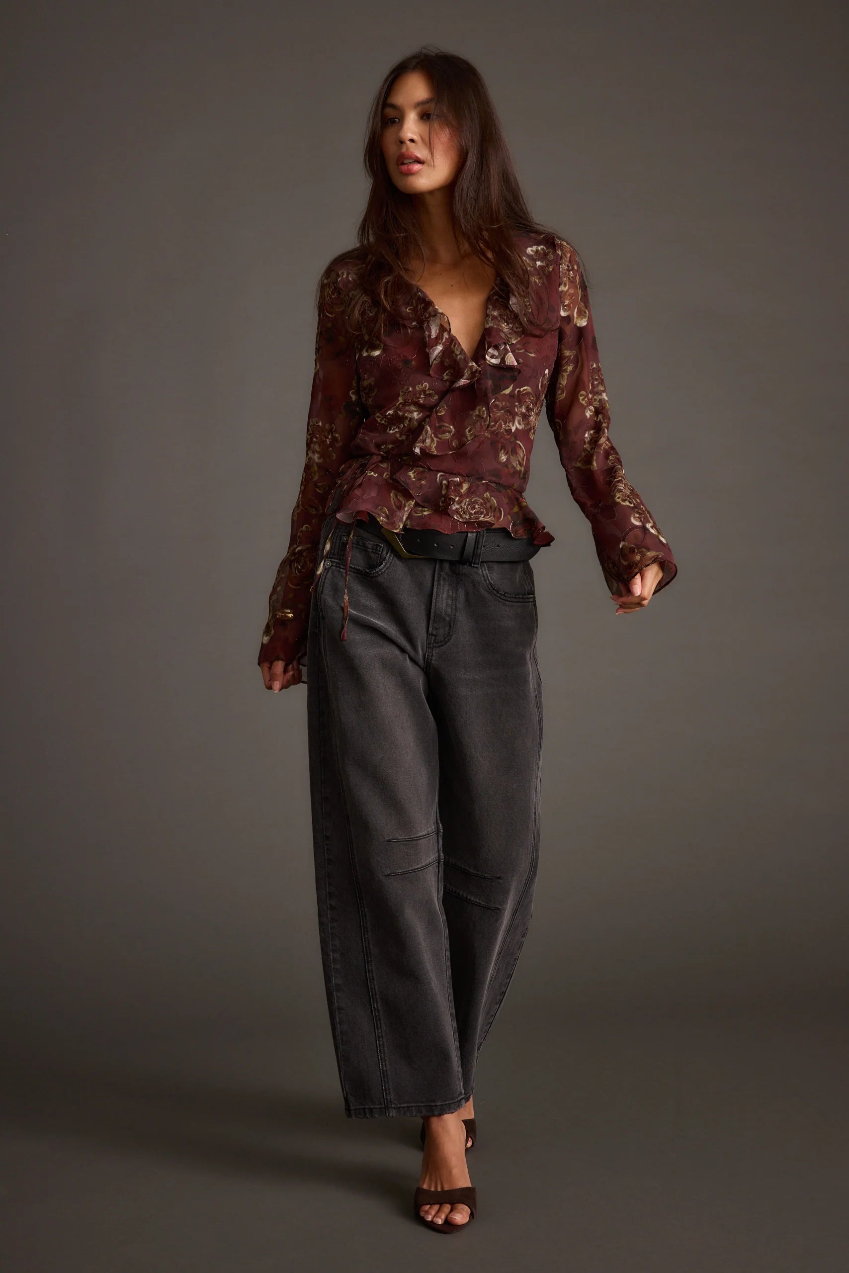 Dominique Plum Floral Blouse