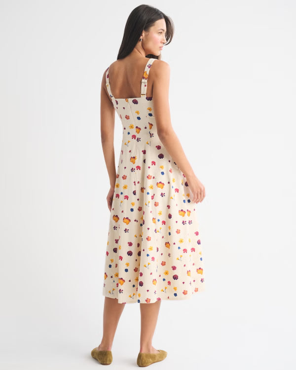 A&F Mila Midi Dress-Cream Floral