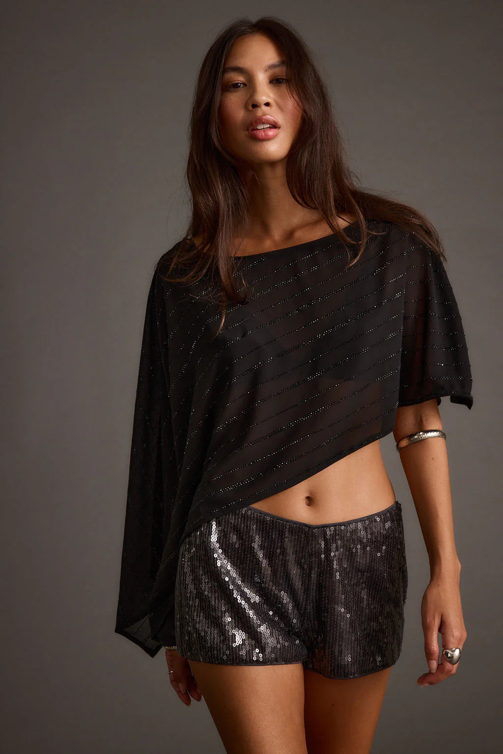 Oasis Black Rhinestone Shawl