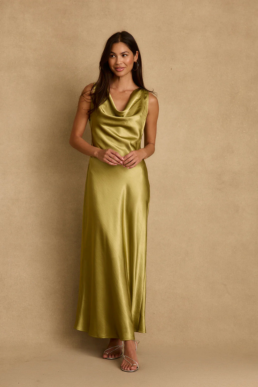 Dolce Chartreuse Satin Maxi Dress