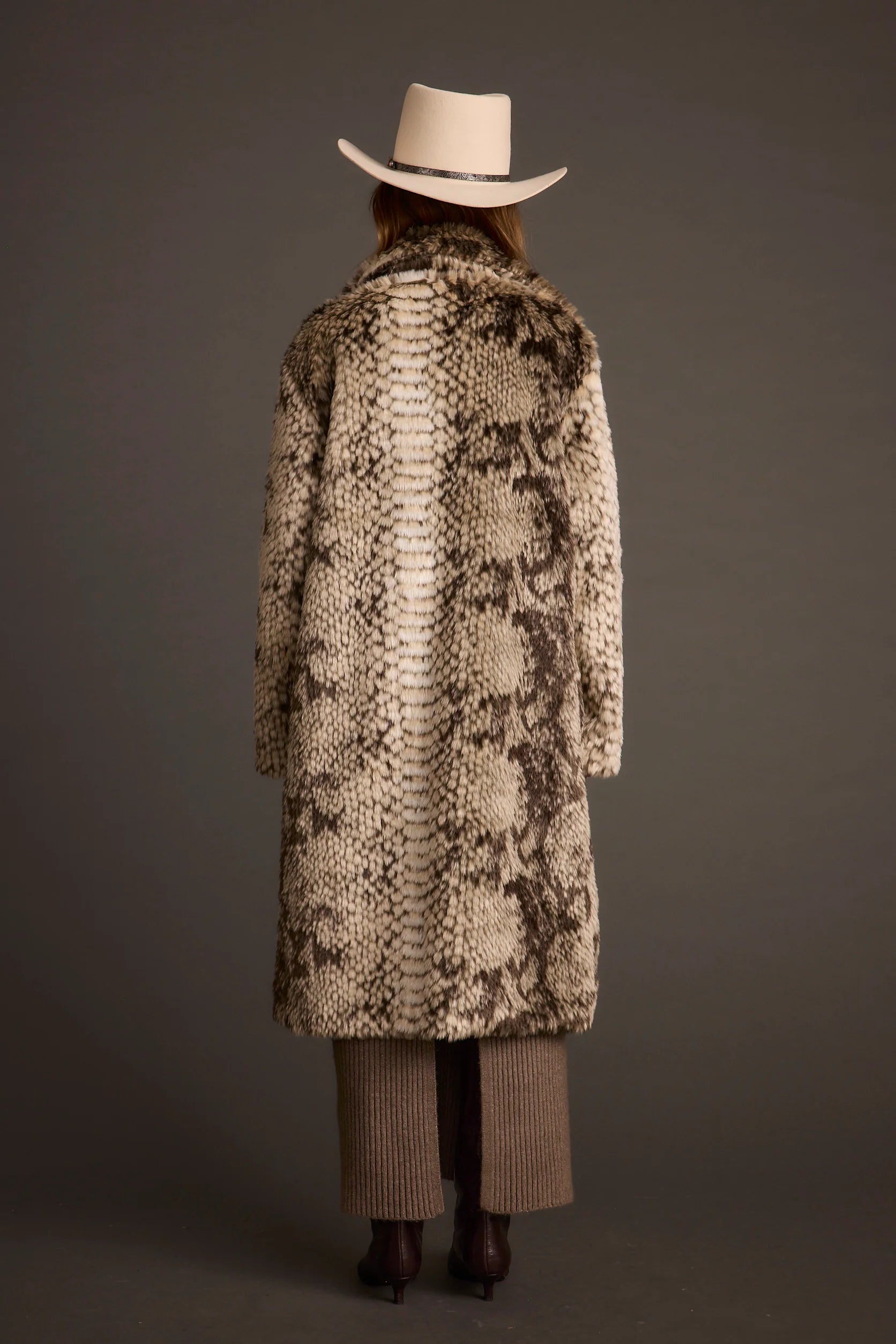 Vivienne Grey Snake Faux Fur Jacket