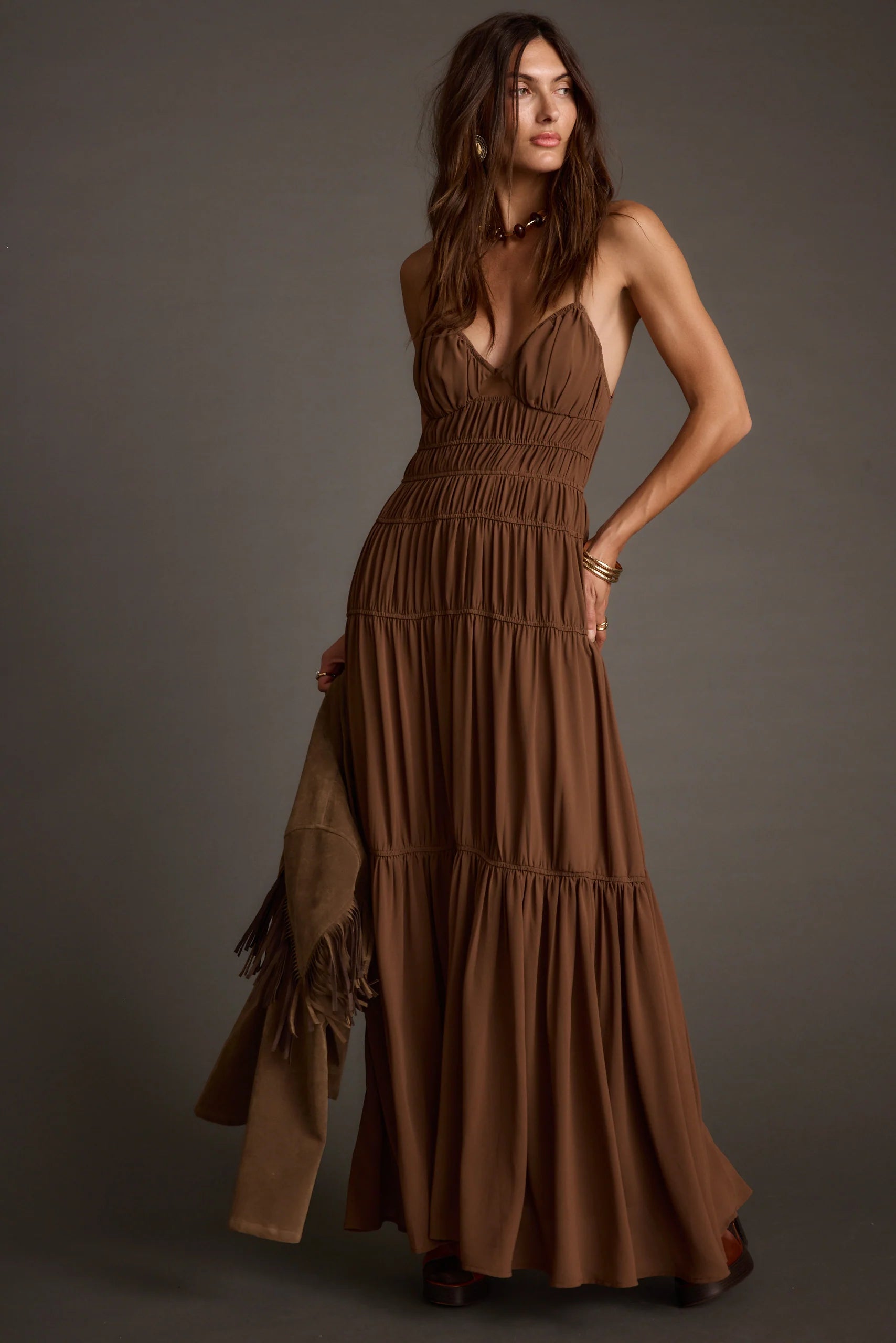 Adelina Mocha Maxi Dress