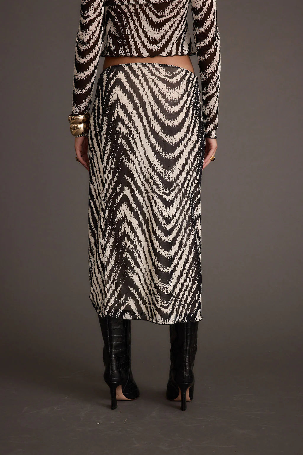 Taryn Zebra Mesh Midi Skirt
