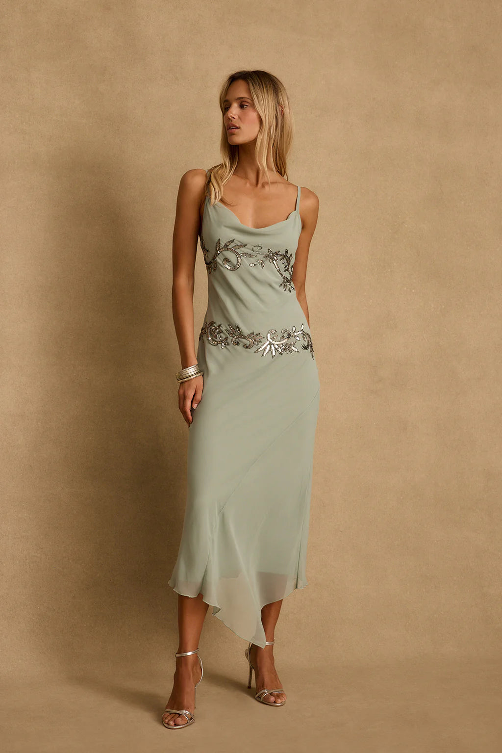 Amelie Blue Embellished Midi Dress