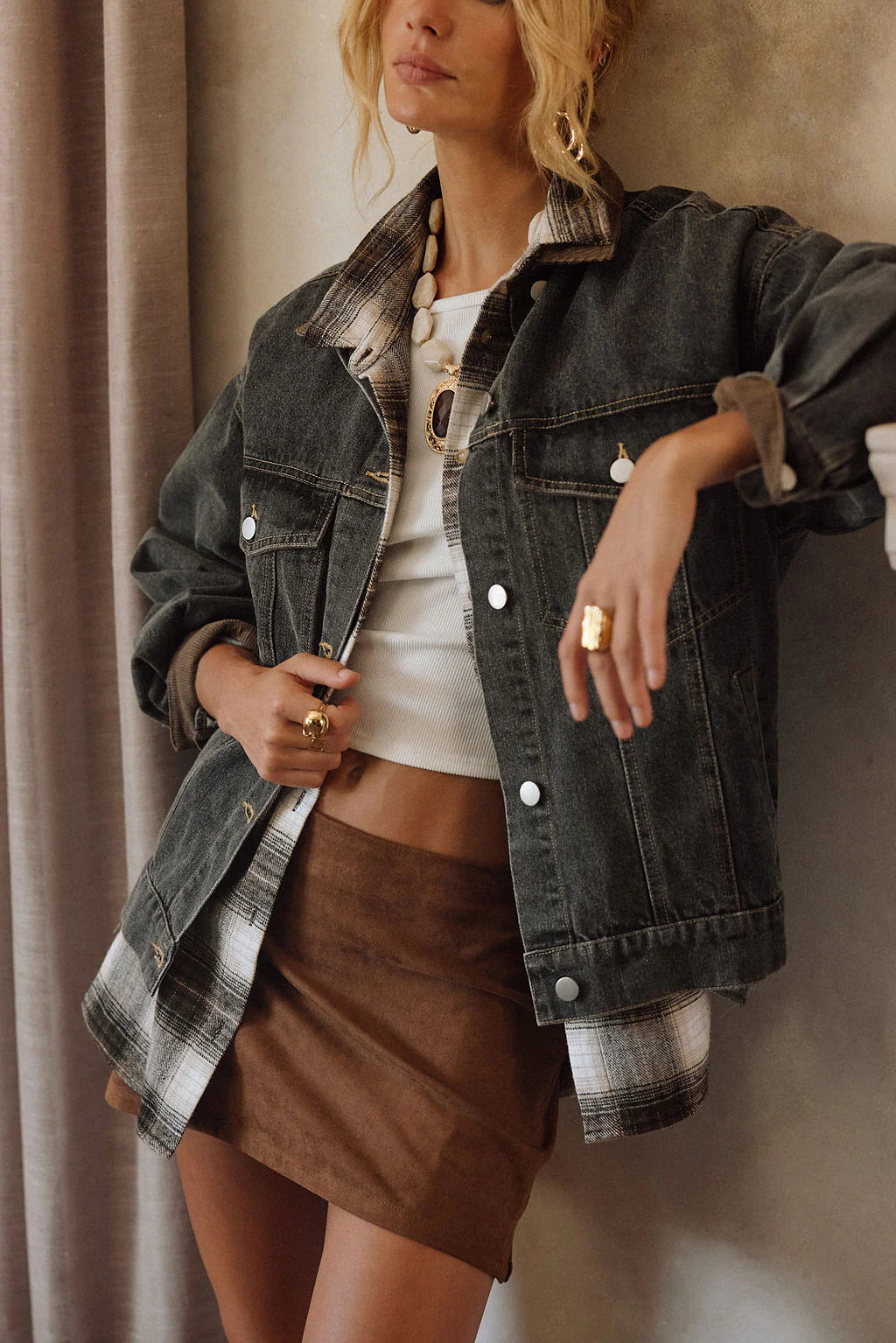 Moxie Cognac Vegan Suede Mini Skirt