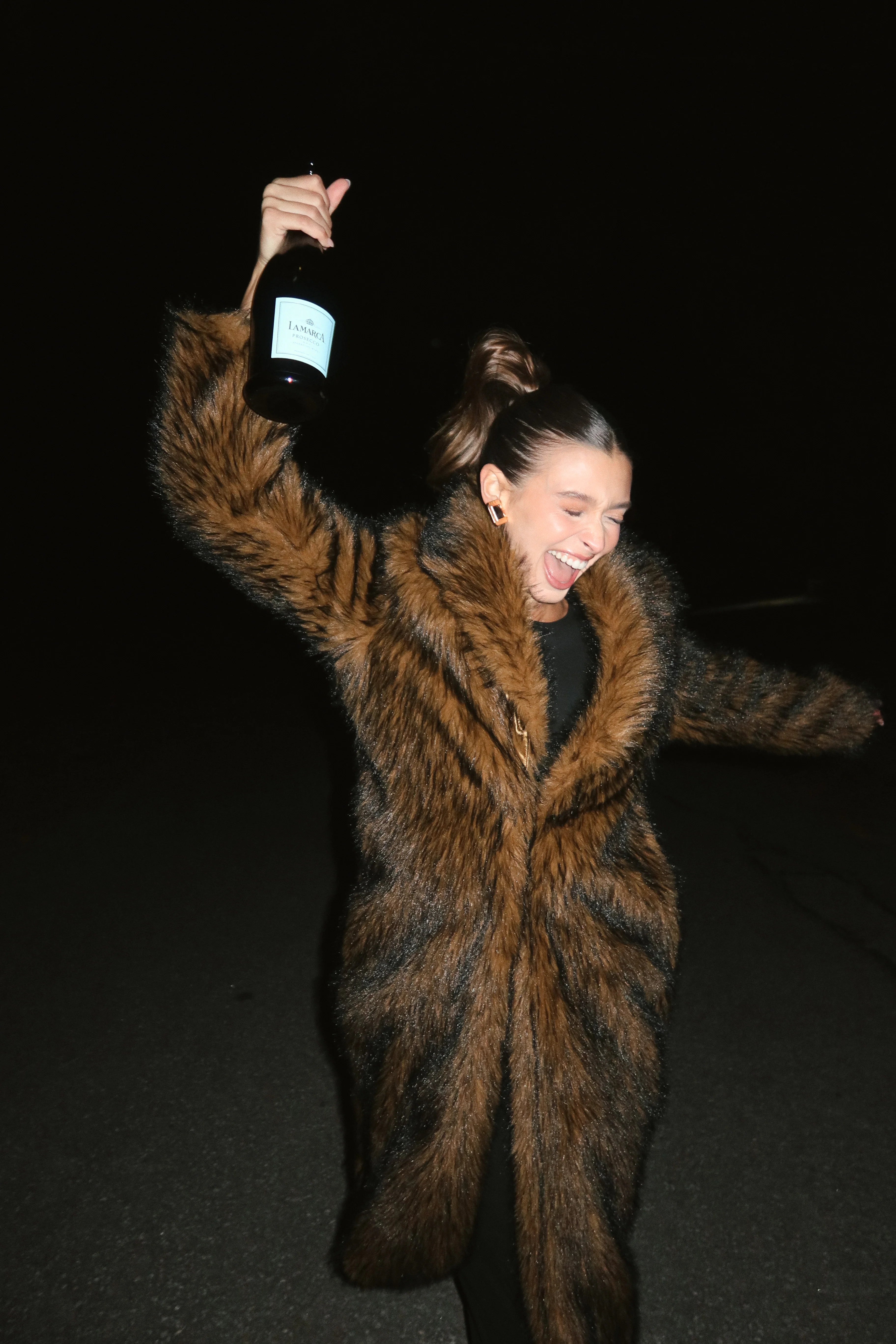 Manhattan Brown Faux Fur Coat