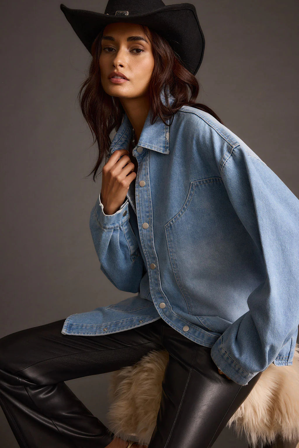 Rocky Light Denim Button Down Top