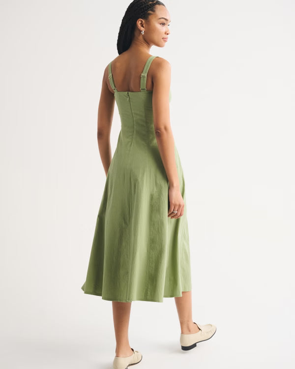 A&F Mila Midi Dress-Light Green