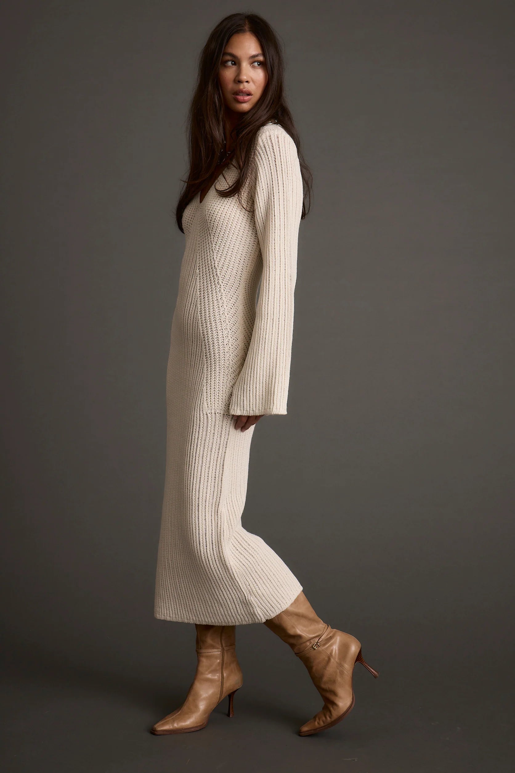 Nolita Cream Midi Sweater Dress