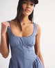 100% Cotton A&F Bra-Free Dylan Midi Dress-Blue Fog