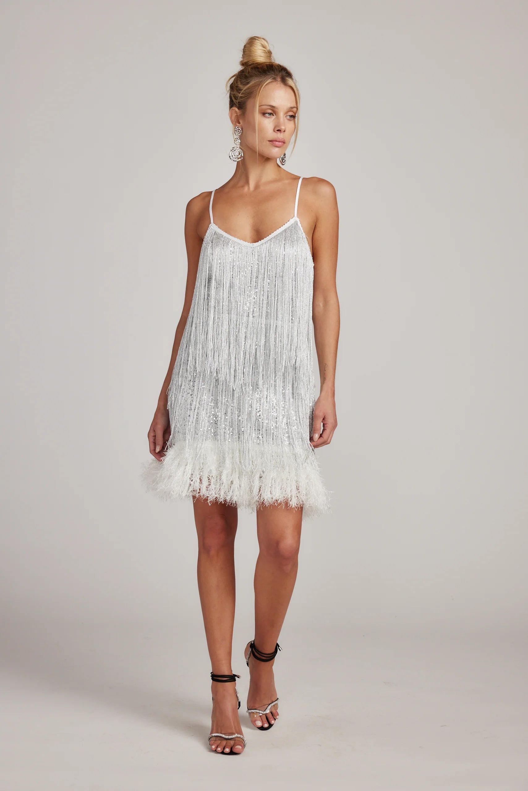 Disco Fever Silver Fringe Mini Dress