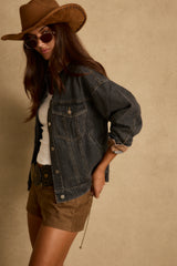 Hayes Washed Black Denim Barn Jacket
