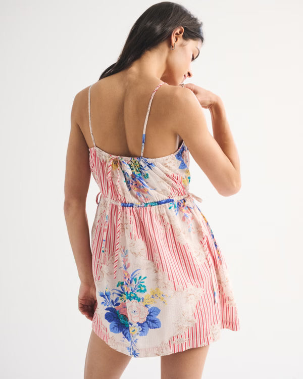 Ruched Channeled Skort-Red Pattern