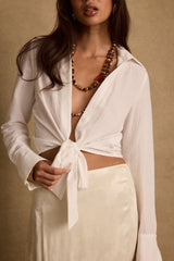 Adriana White Tie Front Top