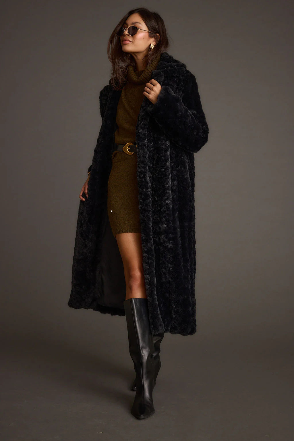 Sasha Black Floor Length Coat