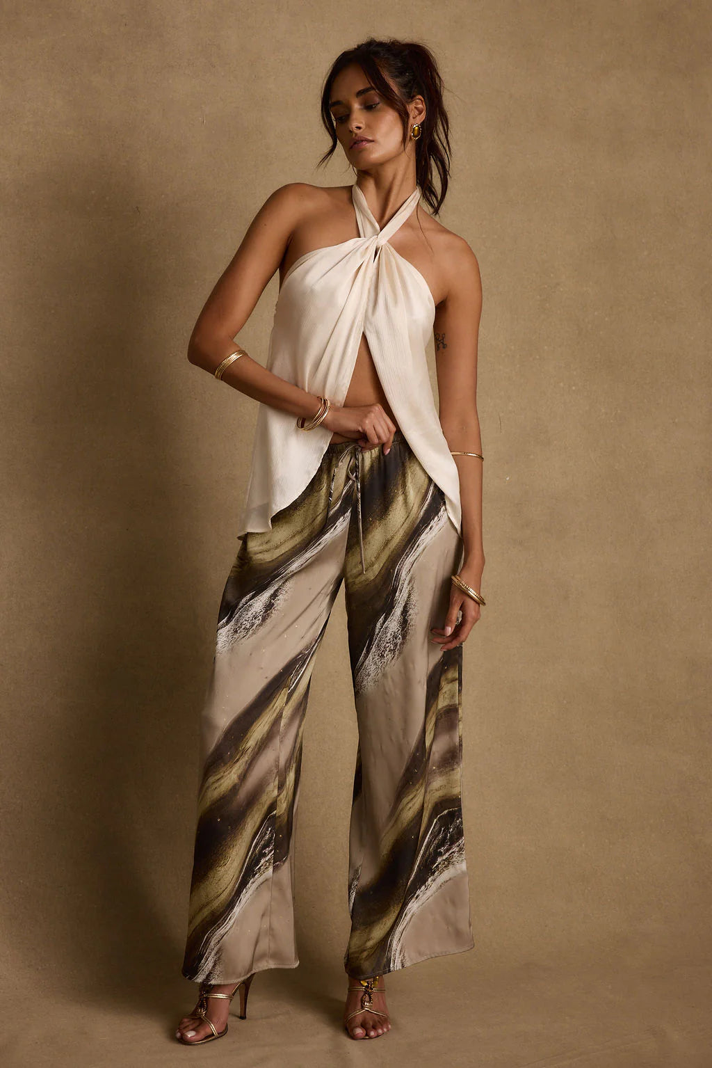 Clear Breeze Marble Satin Pants