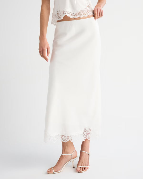 High Rise Satin Maxi Set Skirt
