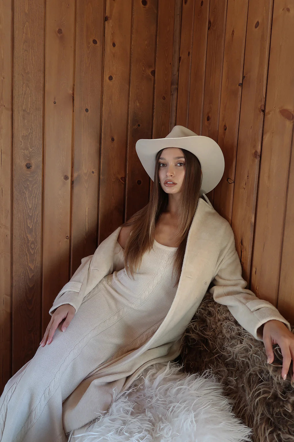 Rowan Cream Cable Knit Maxi Dress