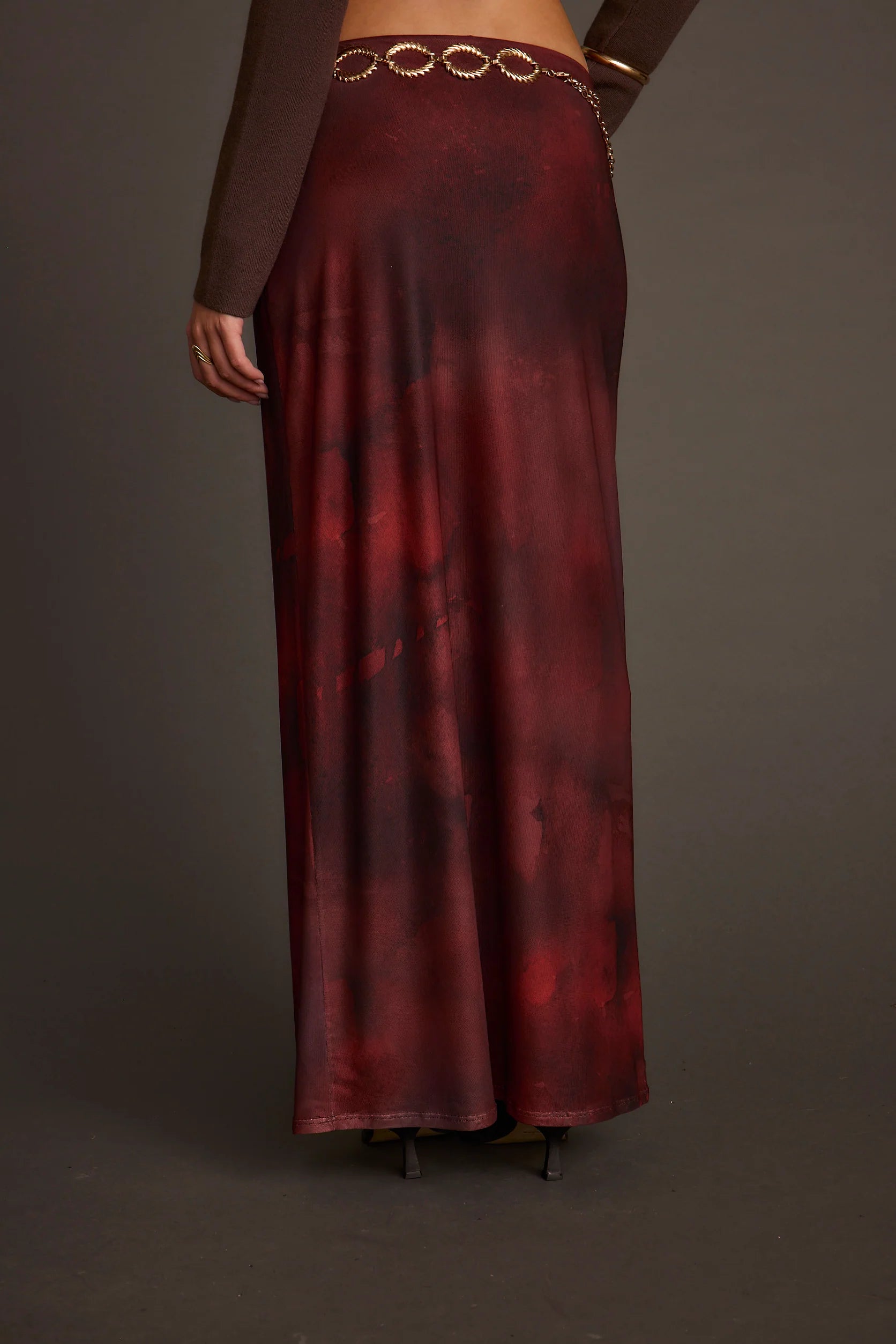 Julia Mulberry Blur Mesh Maxi Skirt