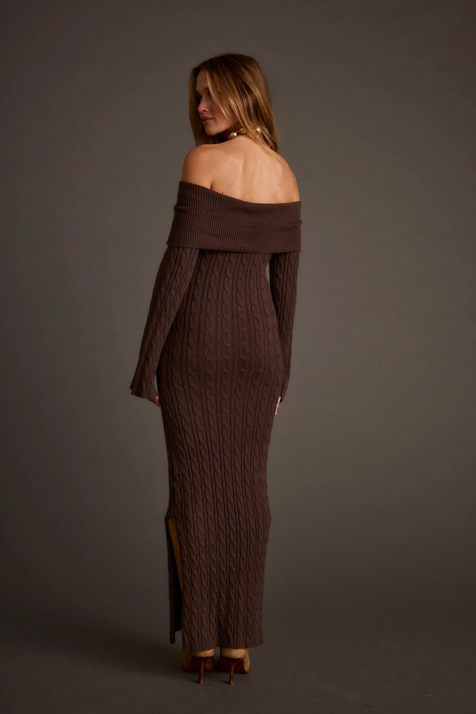Rhiannon Espresso Sweater Maxi Dress