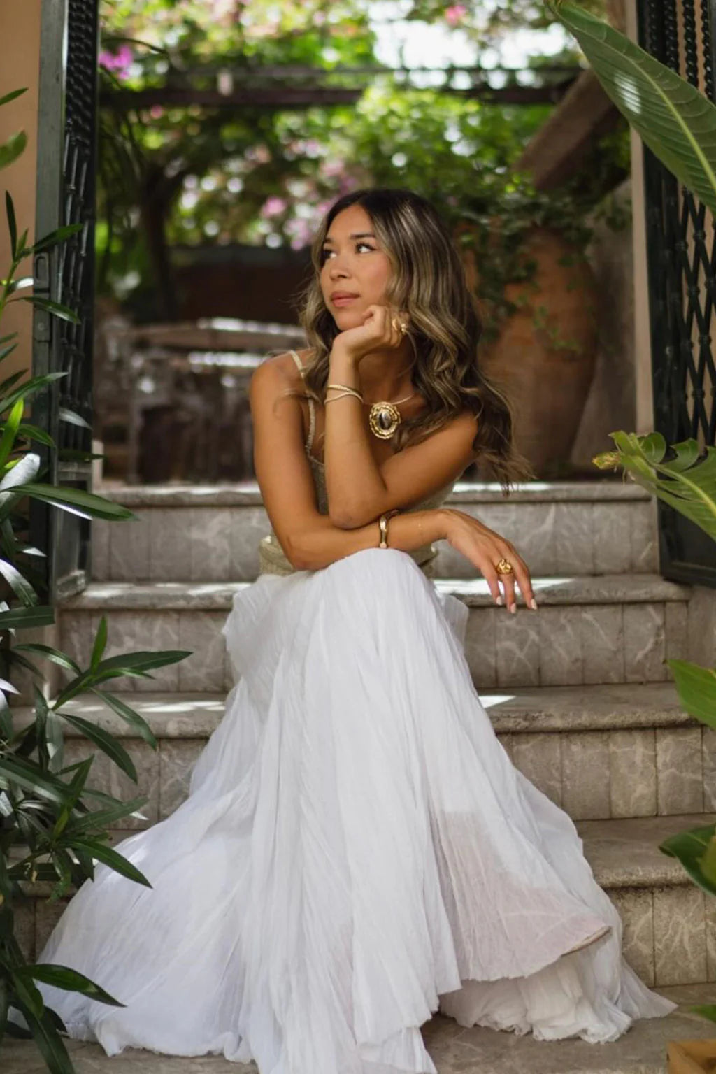 Violetta White Gauze Maxi Skirt