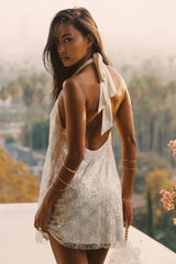 Izzie White Beaded Mini Dress