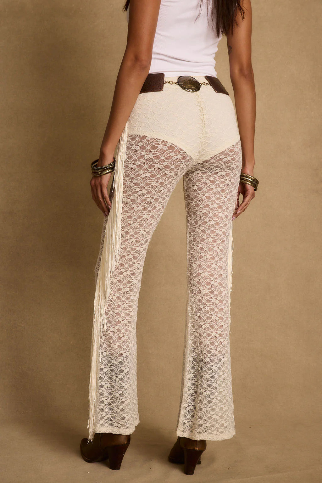 Happy Hour Cream Fringe Pants