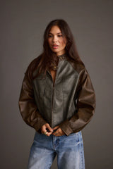 Bowery Color Block Moto Jacket