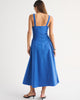 100% Cotton Ruched Neckline Dipped Waist Midi Dress