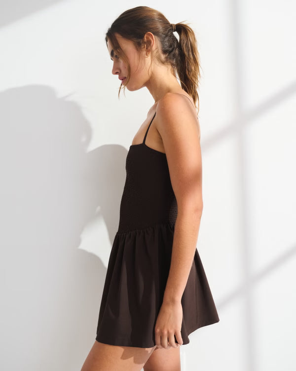 YPB motionTEK Active Mini Dress-Coffee