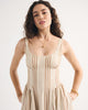 100% Cotton A&F Bra-Free Dylan Midi Dress-Tan Stripe