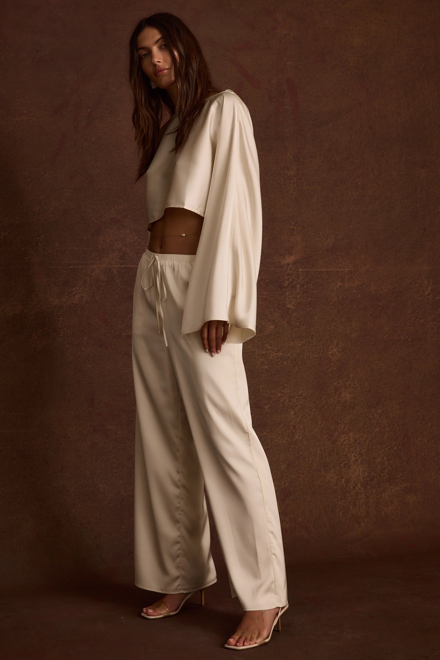 Clear Breeze Cream Satin Pants