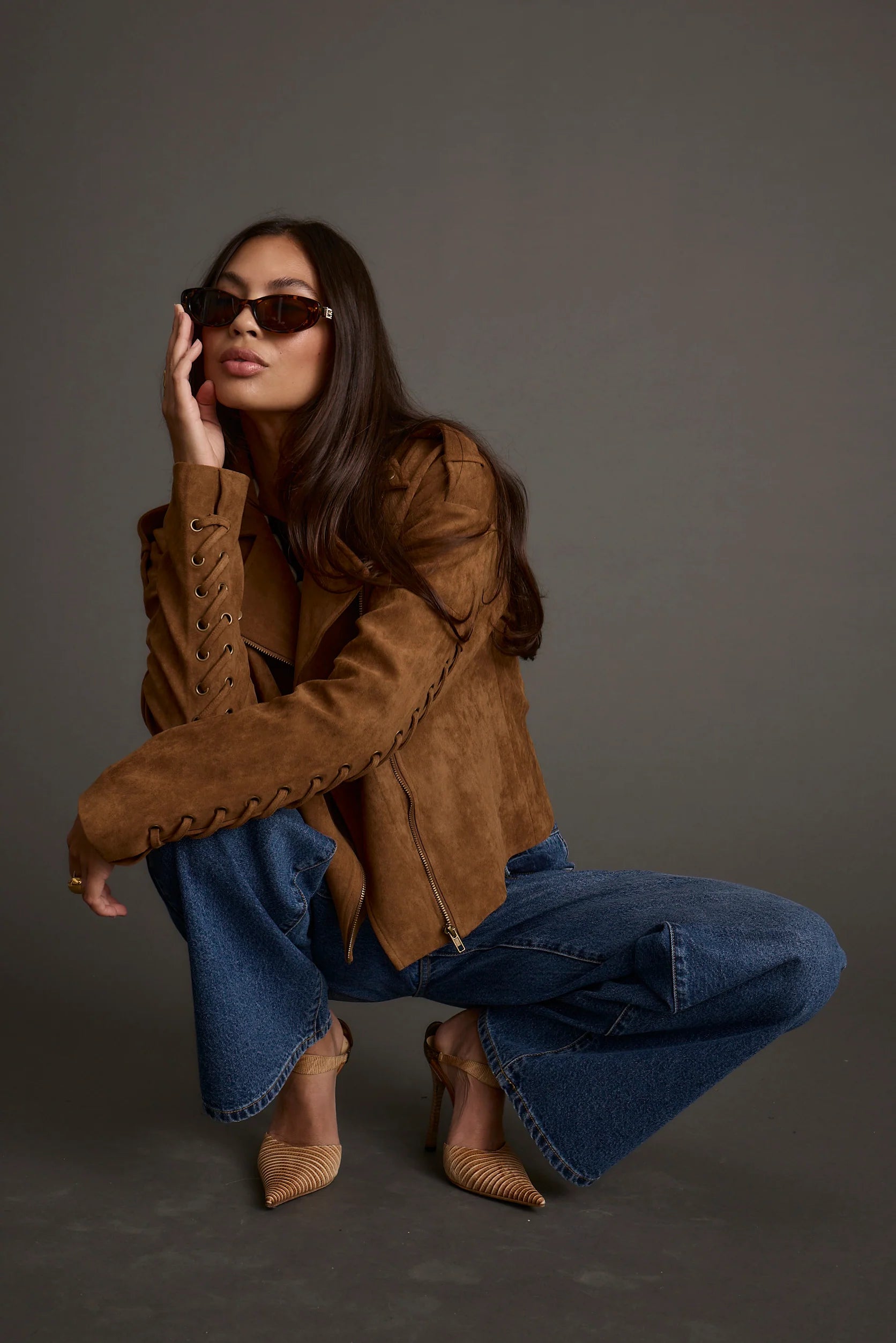 Camden Cognac Vegan Suede Jacket