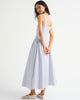 100% Cotton Ruched Neckline Dipped Waist Midi Dress