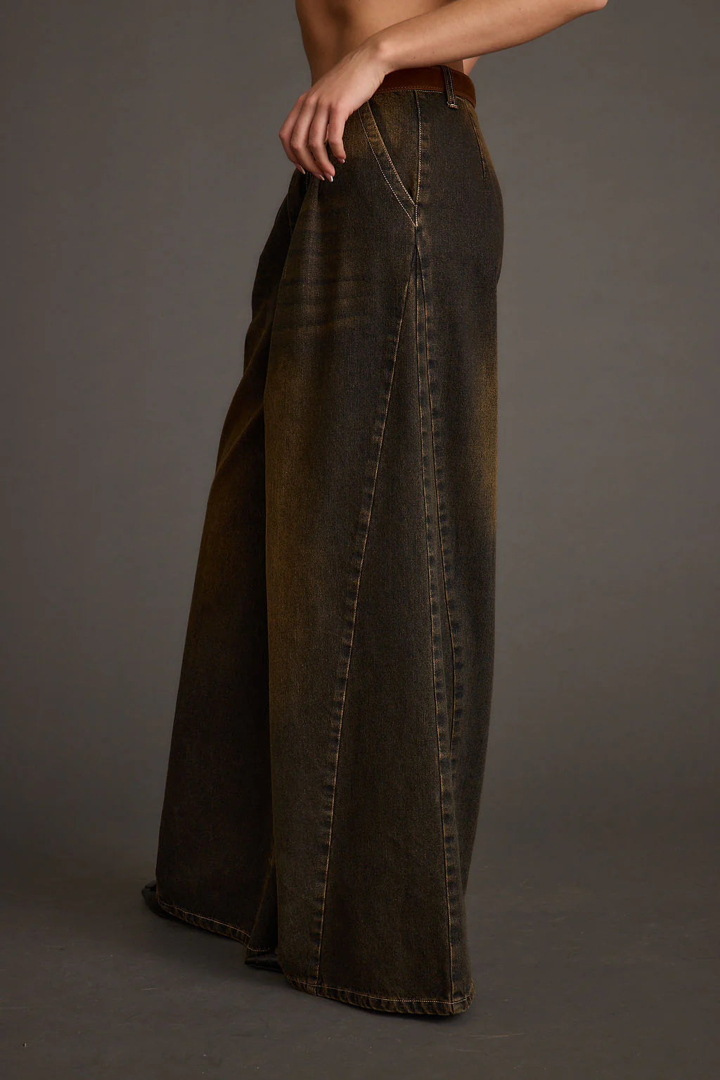 Dakota Washed Black Wide Leg Jeans