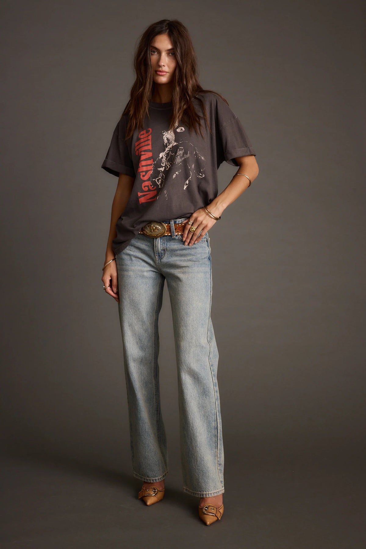 Callie Charcoal Oversized Graphic Tee