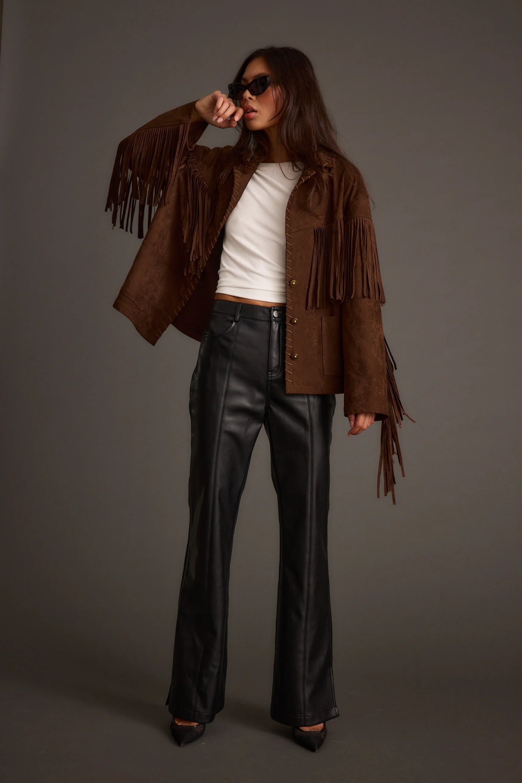 Devon Mocha Vegan Suede Shacket