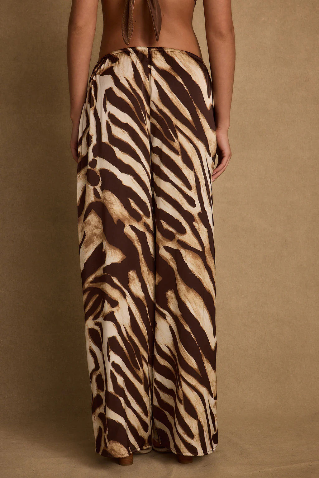 Clear Breeze Mocha Zebra Satin Pants