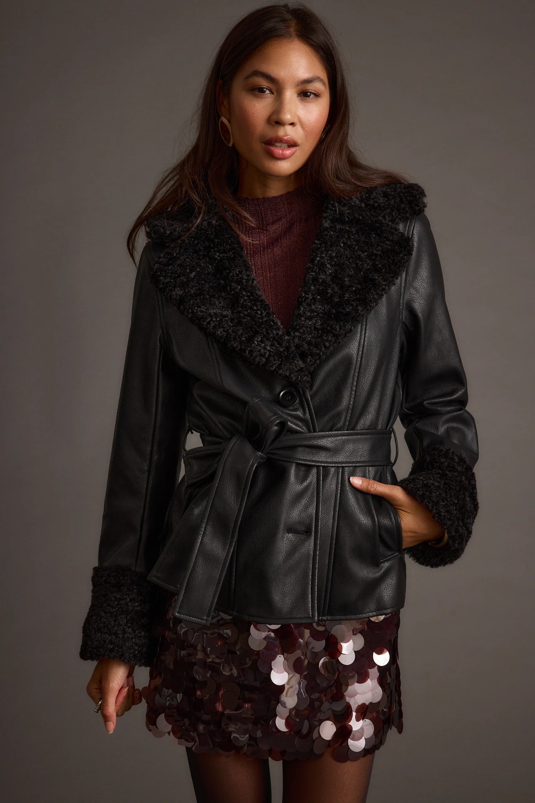 Banks Black Belted Coat